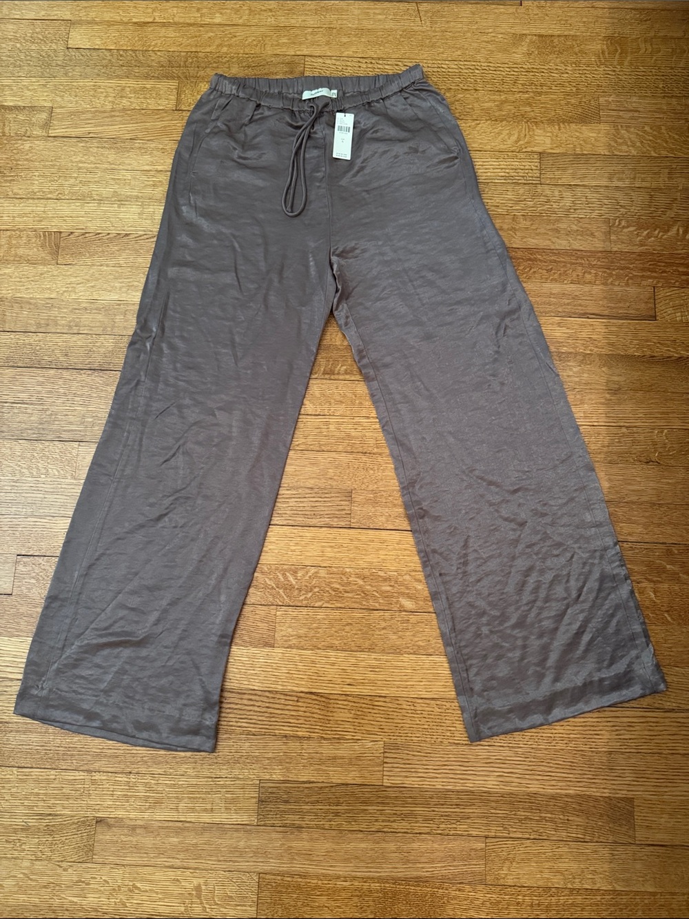 Anthropologie NWT - Drawstring Wide-Leg Lounge Pants - Taupe